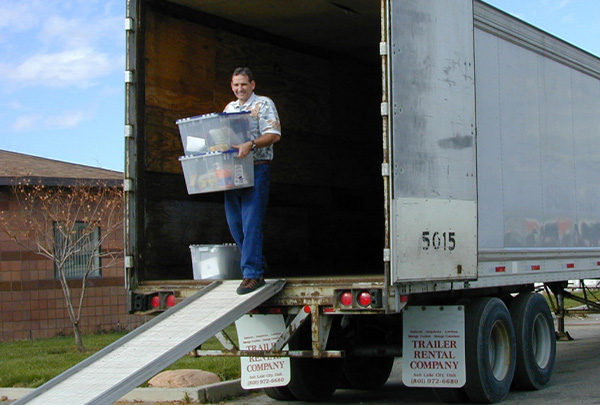 Man walking out of Trailer
